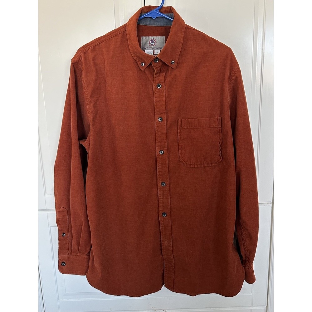 The Territory Ahead Burnt/Orange/Gray  Textured Corduroy Button Up Shirt Sz M